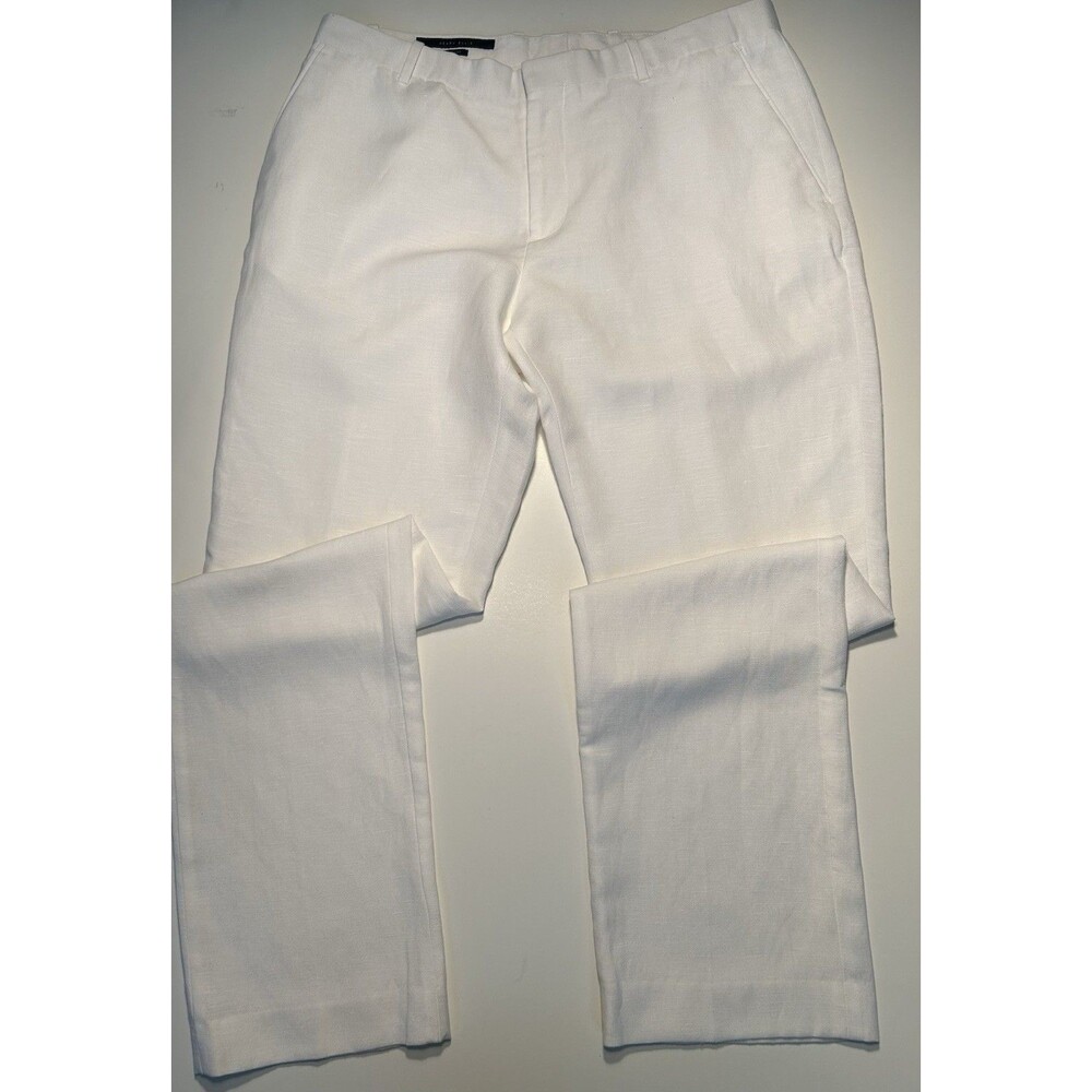 Perry Ellis 100% Linen White Pants Mens Slim 34x31 Beach Coastal Resort Casual